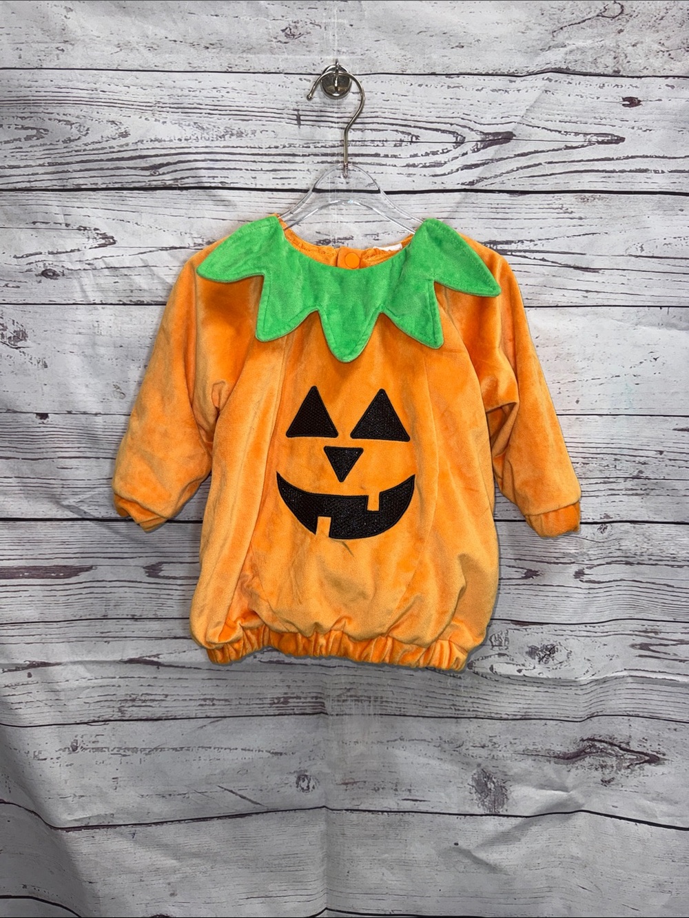 Pumpkin Plush Kids Costume - Orange with Green Collar Size 2